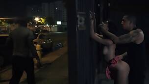Brunette hotties gets a animalistic sex banging in public